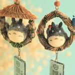 ornements résine cloches jardin japonais totoro animal compagnie motifs bois opaque artisanal