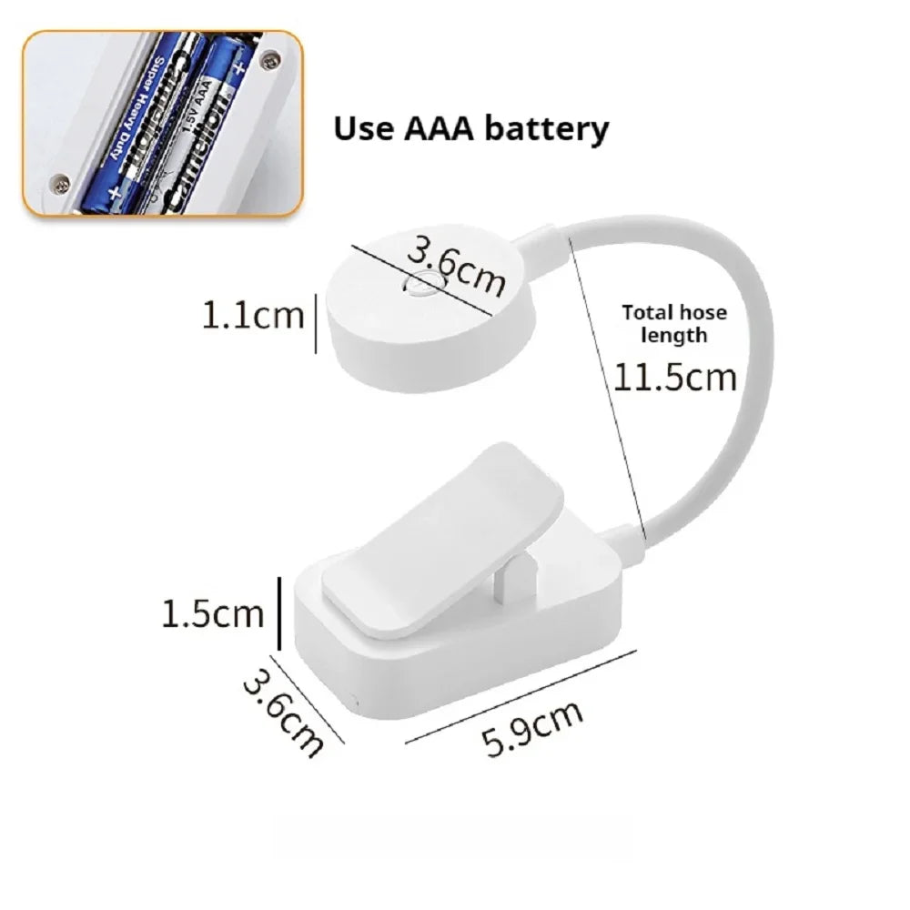 lampe lecture rechargeable clip blanc moderne minimaliste batterie aaa portable nuit étudiante eye protection