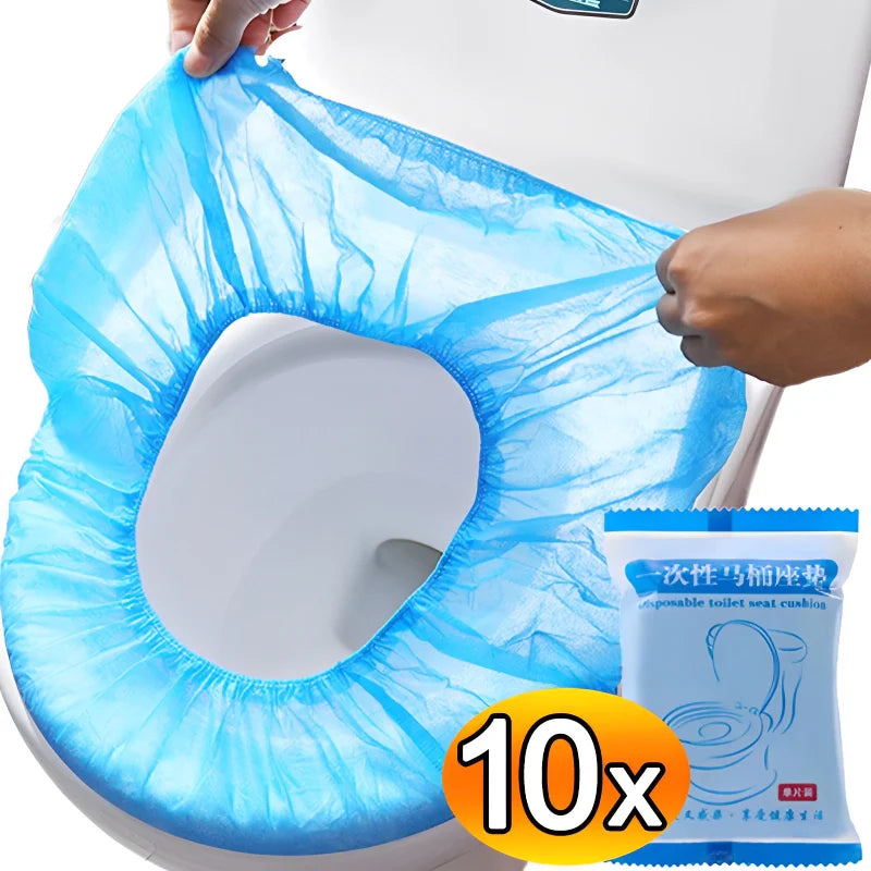 couvre siege toilette jetable bleu clair adhesif hygienique pratique non tissé respectueux environnement sac