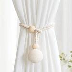 boucle rideau corde tressée coton blanc cassé moderne rustique fixe rideau transparent