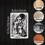 pochoirs stencil loup forêt blanc artisanal gravé peinture murale décoration artisanat gaufrage scrapbooking