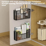 paniers rangement mural adhésifs noir maille métallique moderne cuisine sans perçage