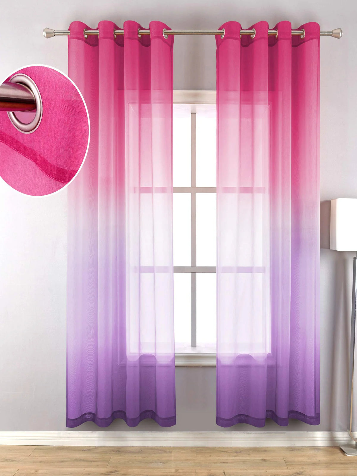 rideau dégradé rose violet moderne polyester translucide fenêtre chambre salon