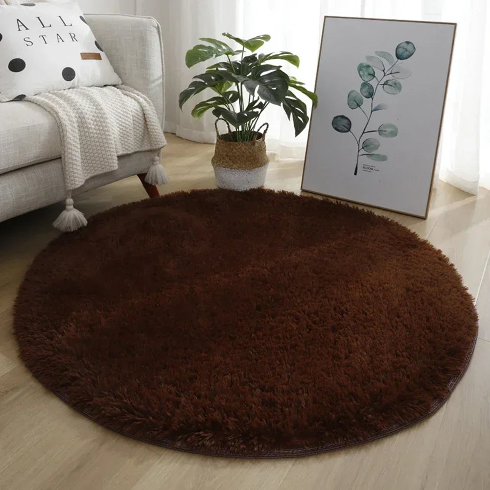 tapis rond uni moderne doux polyester 40cm rose clair vert violet marron bleuclair beige