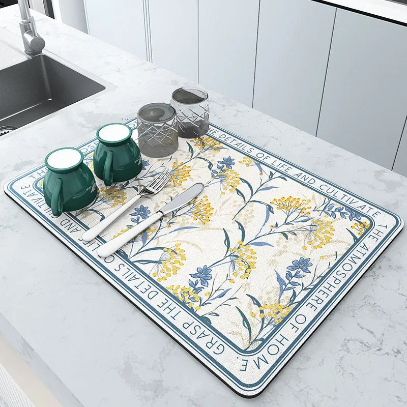 tapis séchage vaisselle microfibre noir moderne anti dérapant respectueux environnement 20cm 30cm