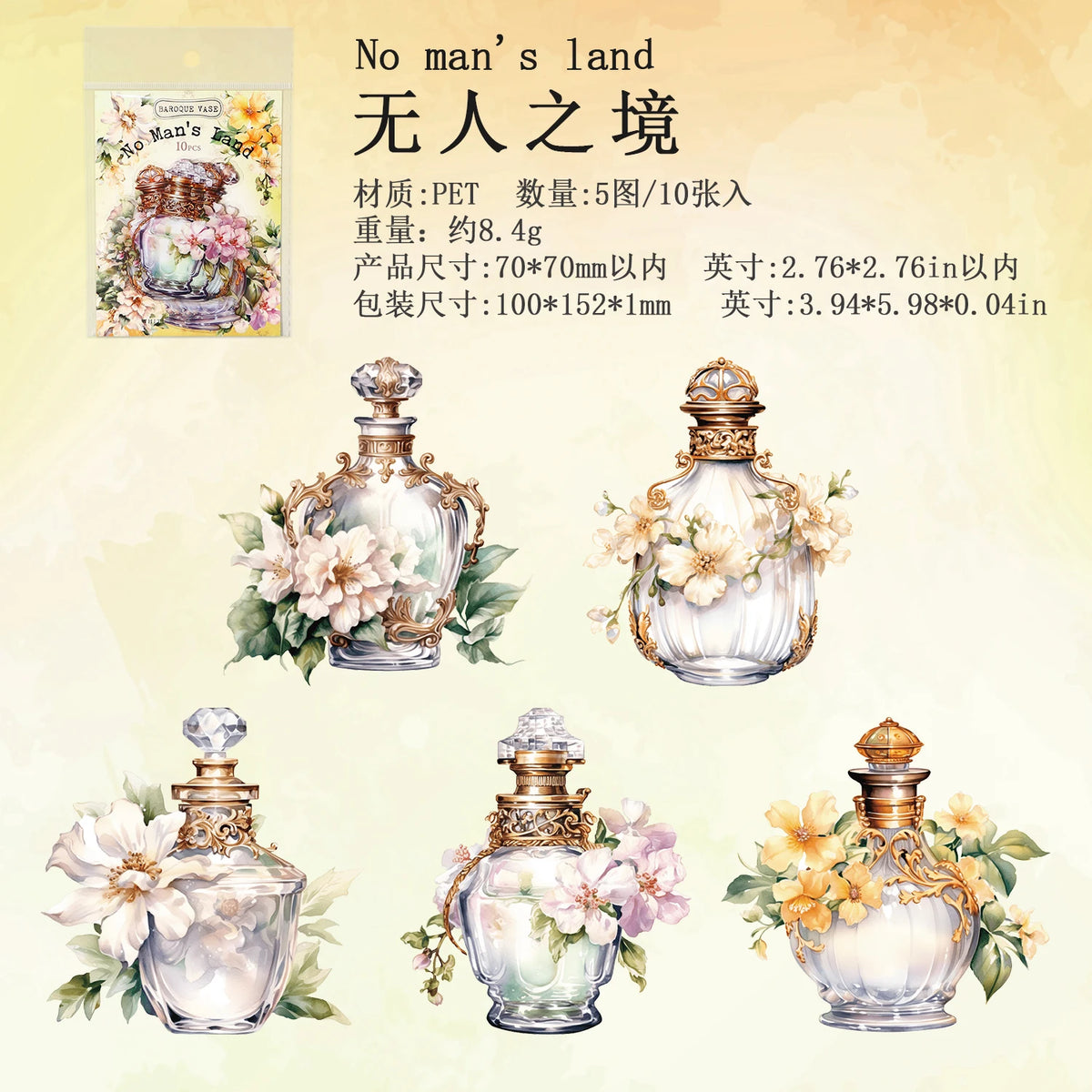 autocollants vintage baroques fleurs ornements décoration scrapbooking transparent doré parfum diy