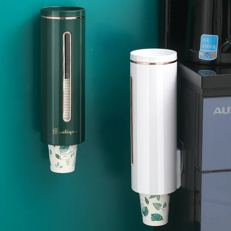 distributeur tasses moderne adhésif vert blanc motif feuilles opaques multifonctionnel