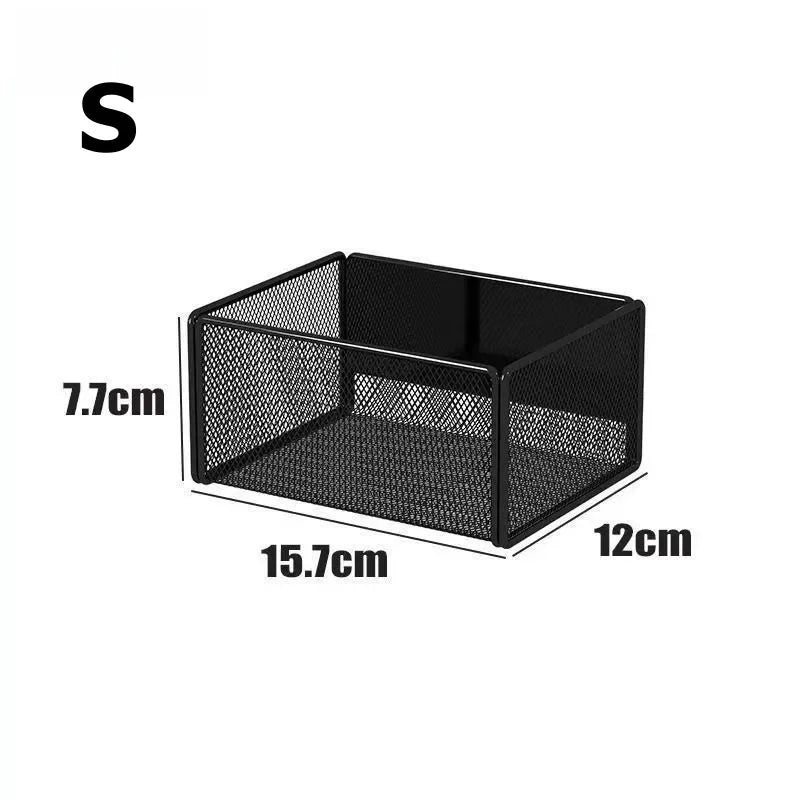 paniers rangement blanc noir maille métallique adhésif moderne réfrigerateur comptoir cuisine