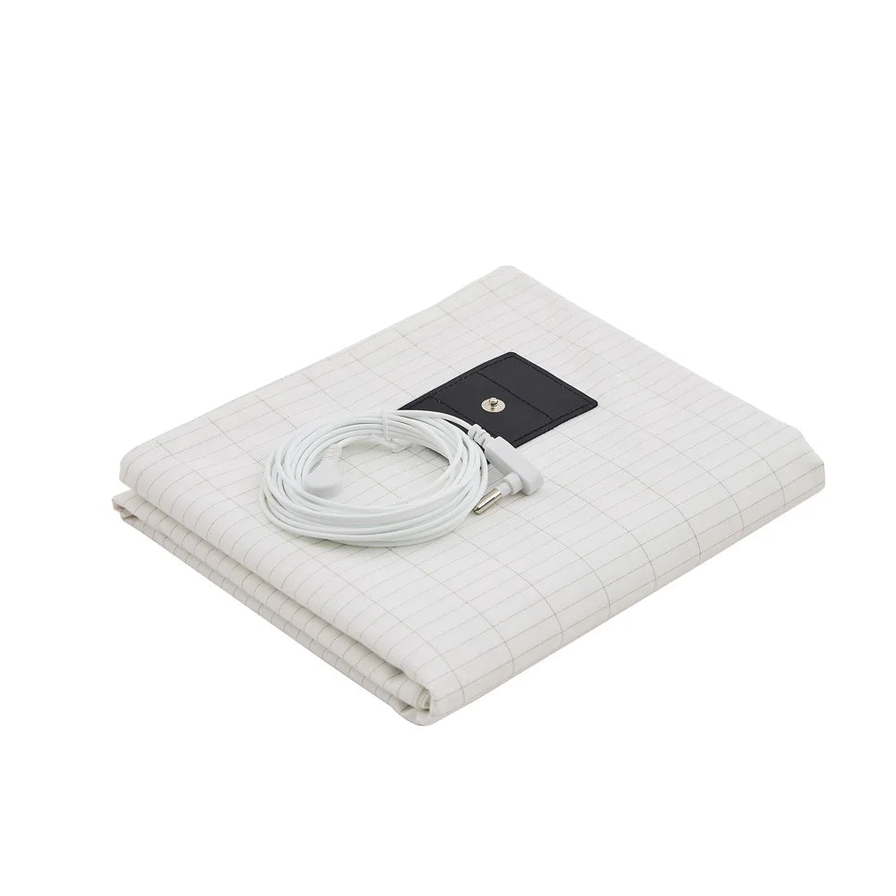 drap housse blanc rayures fines anti esd 153x203cm élastique résistant catégorie moderne adultes