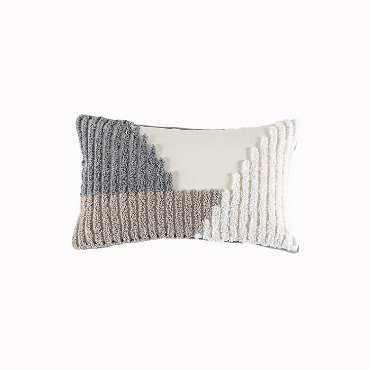 coussin carré boho blanc motif géométrique noir tassel brodé anti décubitus polyester
