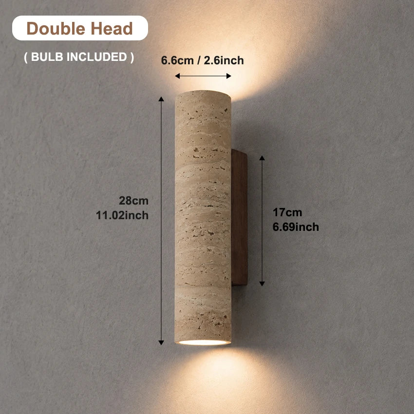 lampe murale moderne pierre jaune bois ampoules E27 cuisine chambre coucher salle manger