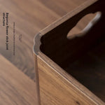 boîte rangement bois marron foncé moderne poignées intégrées rangement thé vin pinceaux crème