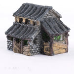 miniatures traditionnelles résine bâtiments toitures tuiles détails architecturaux gris noir vert