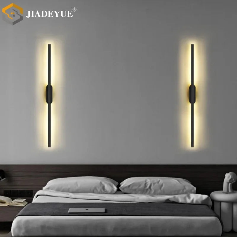 applique murale led noire rectangulaire moderne longue chambre salon éclairage intérieur luxe