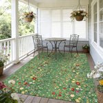 tapis moderne fleurs colorées vert clair extérieur salon antidérapant facile nettoyage