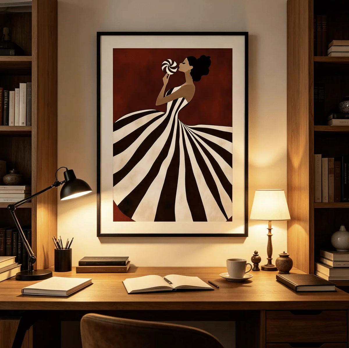 affiche abstraite rayées rouges moderne sans cadre toile impression murale chambre salon