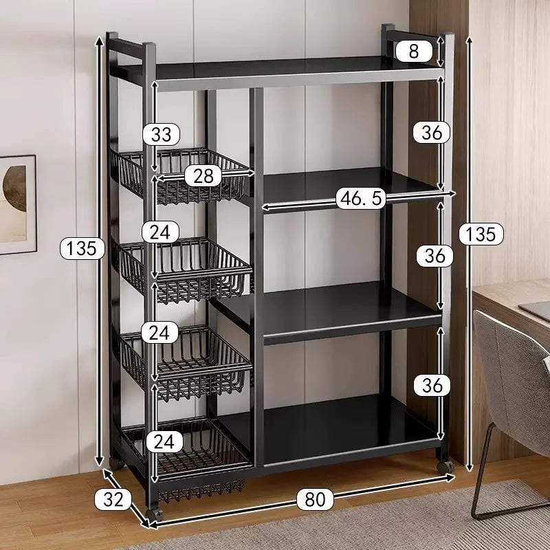 chariot roulette moderne rangement snack épicerie organisation cuisine légumes.storage shelf support mobile multifonctionnel métal