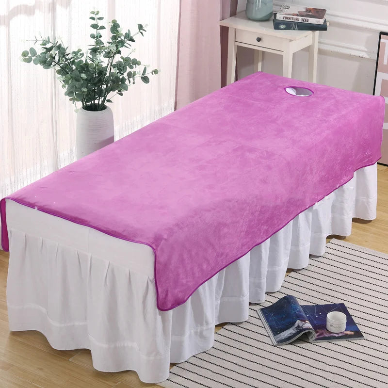couverture table velours doux lit massage salon beauté couleur unie