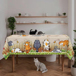 nappe table motif chats papillons floral printemps été moderne réutilisable polyester maison