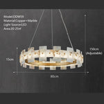 suspension lumineuse moderne blanche dorée veines carrées cuivre salon restaurant