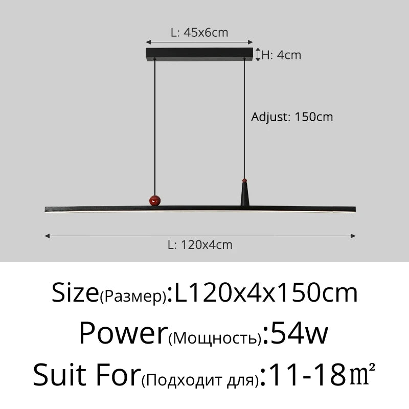 suspension lumineuse moderne minimaliste noir rouge rectangulaire lisse intérieur salon chambre