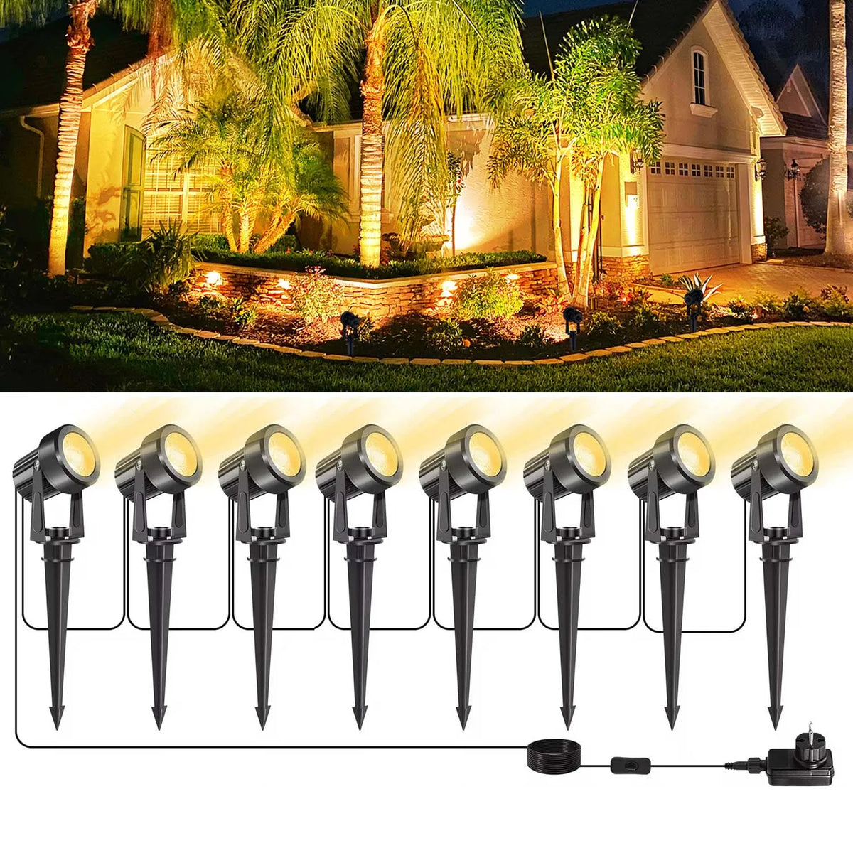 projecteur paysager led moderne noir ip65 220v lumières rotatif 270deg adaptable