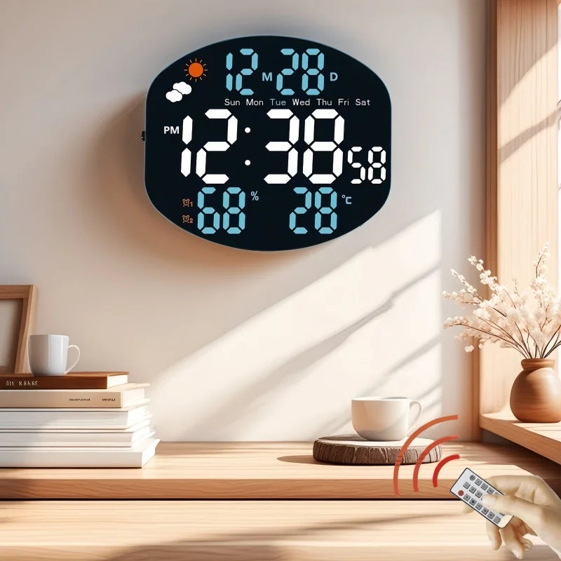 horloge murale numérique moderne multifonctionnelle affichage led noir blanc vert
