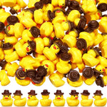 décoration extérieure canards jaunes chapeau cowboy résine animaux décor jardin féerique