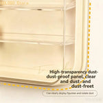 boîte figurines murale transparente moderne beige clair rangées crochets adhésif plastique abs