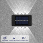 lampe solaire murale moderne ip65 led rechargeable extérieure panneau solaire texturé noir minimaliste
