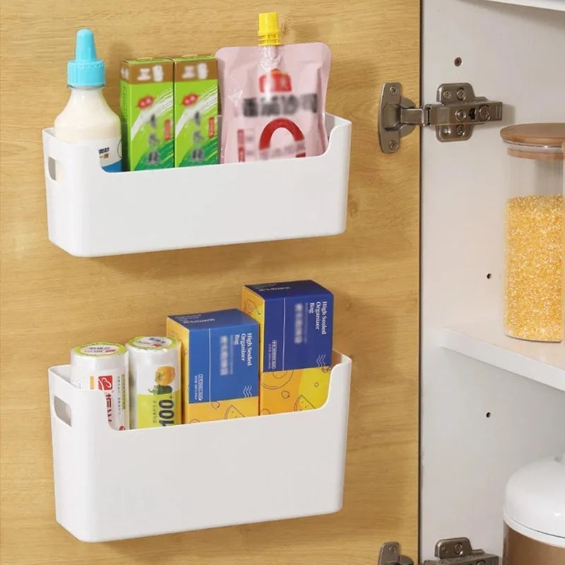 boîte rangement murale blanche pliante adhésive moderne conteneurs cuisine poignées sans bpa