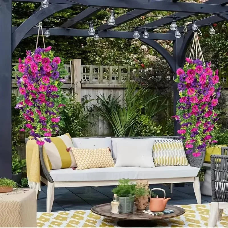 guirlande artificielle fleurs simple moderne rouge violet rose blanc jaune extérieur intérieur décoration festive