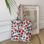 sac main femme toile florale motif fleurs rouge décontracté polyvalent doux polyester