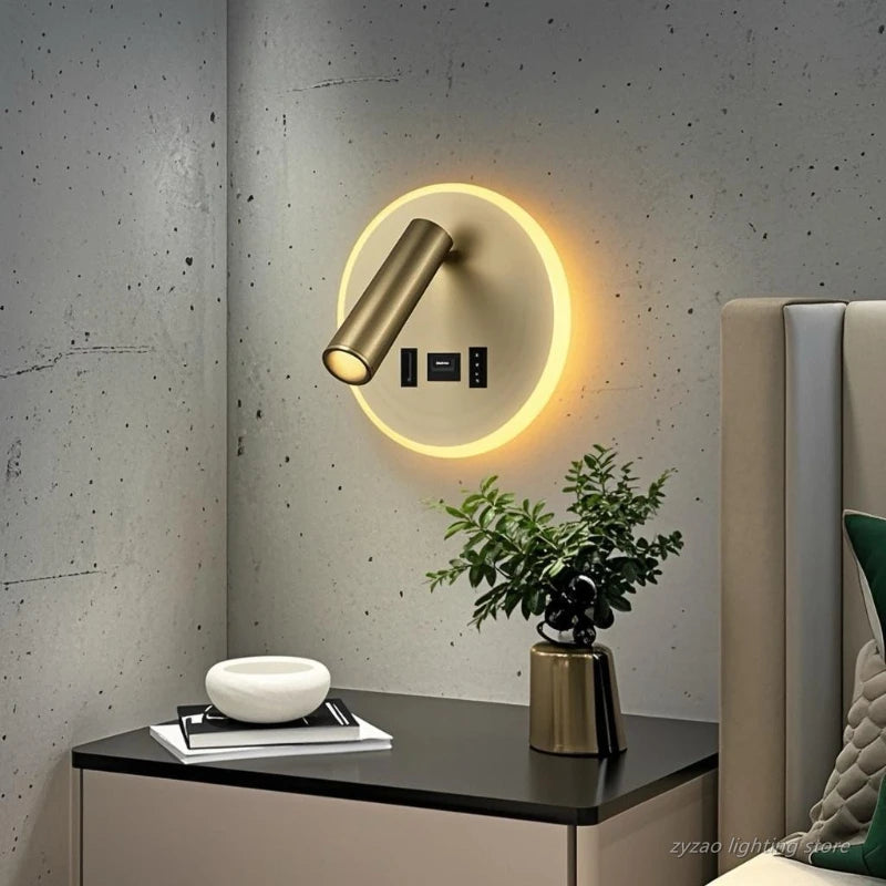 lampe murale moderne bronze blanc prise usb réglable chambre coucher