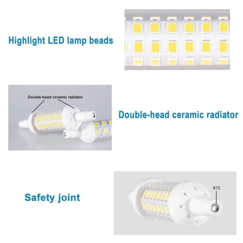 Ampoule LED R7S 220V 10W 15W 20W blanc moderne sans scintillement 80000h
