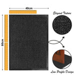 tapis d'entrée noir texture granulée moderne antidérapant polypropylène polyester 40cm 60cm