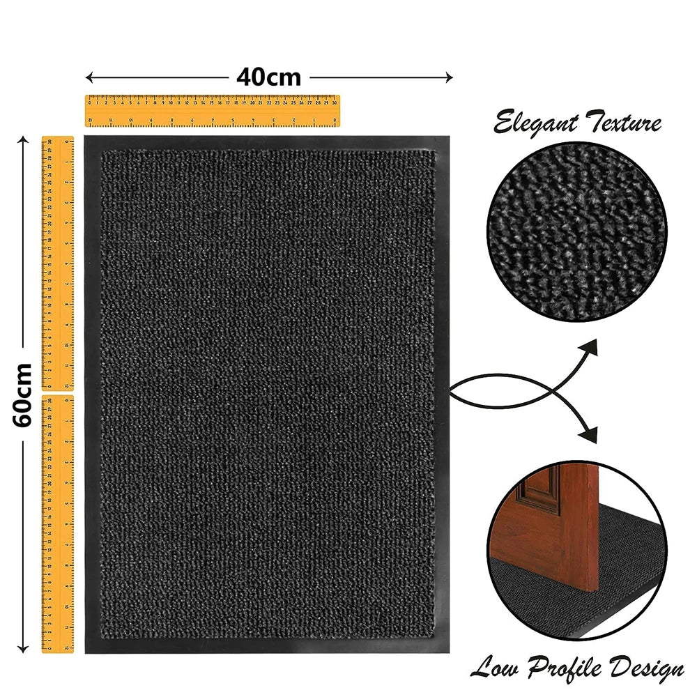 tapis d'entrée noir texture granulée moderne antidérapant polypropylène polyester 40cm 60cm