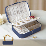 boîte bijoux portable velours beige cuir moderne boucles d'oreilles bagues colliers transparentes chic