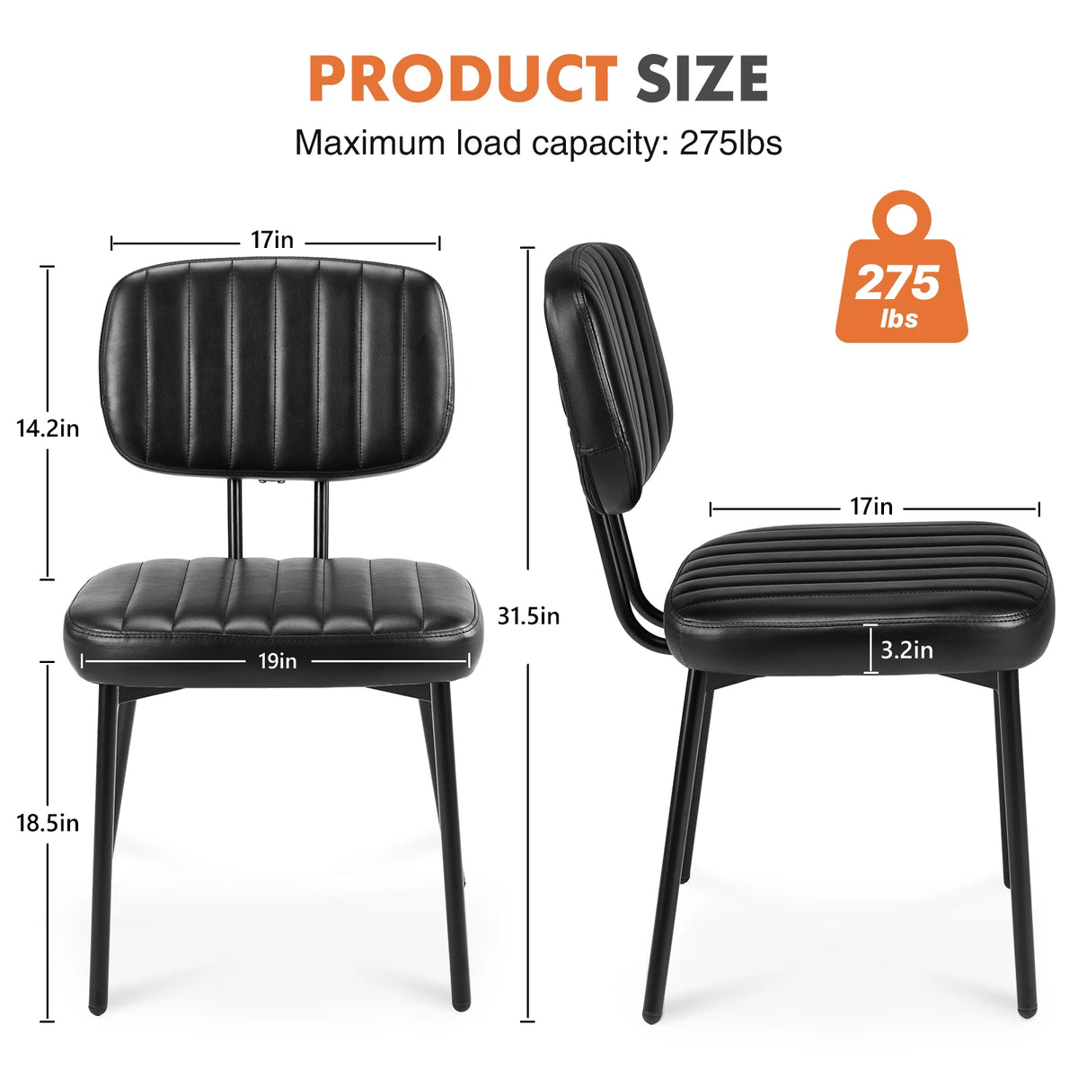 chaises modernes noir rayures assise ergonomique pieds métal lot deux adjustable