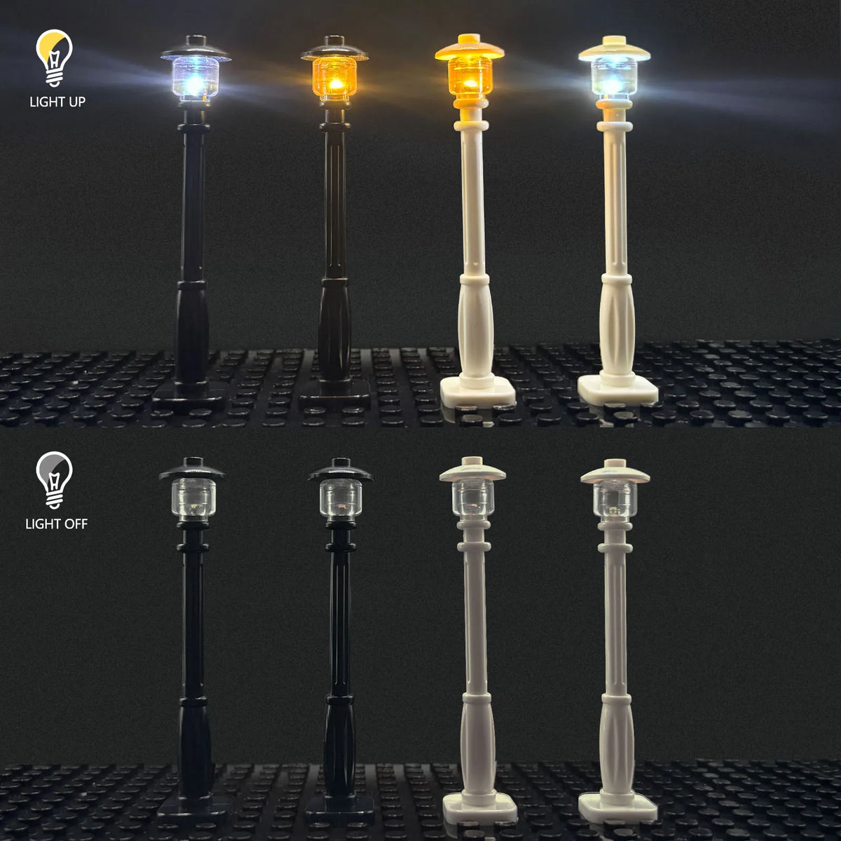 lampadaires miniatures classiques noirs blancs simples usb 10 pièces extensions câbles constructeurs