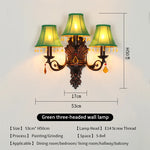 lampe murale classique fer forgé tissu rouge vert bleu marron