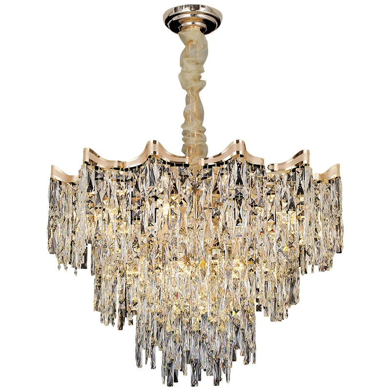 lustre crystal doré moderne élégant led 6000k 4000k 3000k minimaliste haute qualité