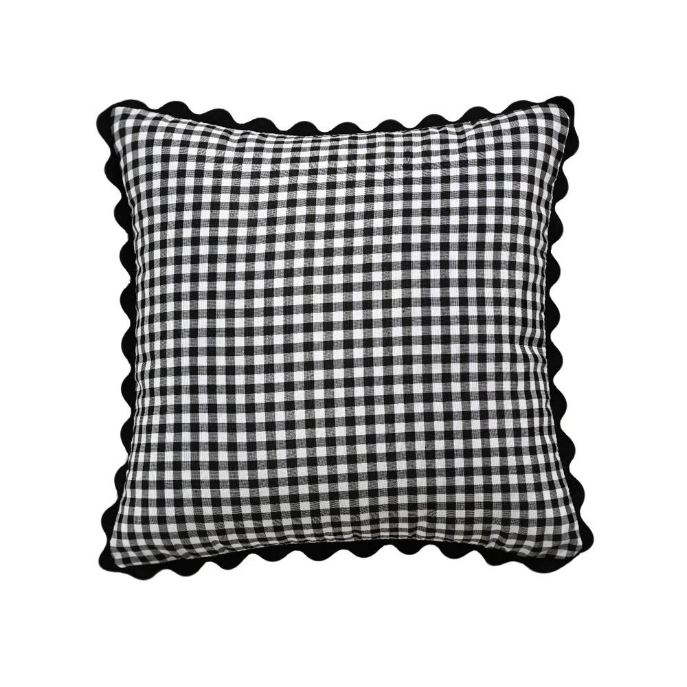 taies d'oreiller carreaux douces moderne confortables lit maison couleurs vert jaune rose orange beige