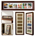 cadre photo multiple photos bambou classique décoration maison souvenirs familiaux fond crème ouvertures protégées