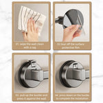 porte serviettes mural gris lisse ventouse acier laqué moderne salle bain non perforant simple