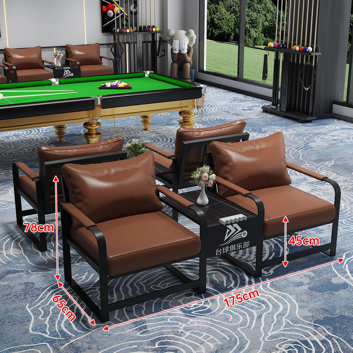 canapé moderne marron bleu noir simili cuir angle salon confortable table basse minimaliste