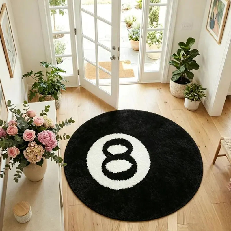 tapis noir blanc léopard chiffre moderne antidérapant polyester salon chambre
