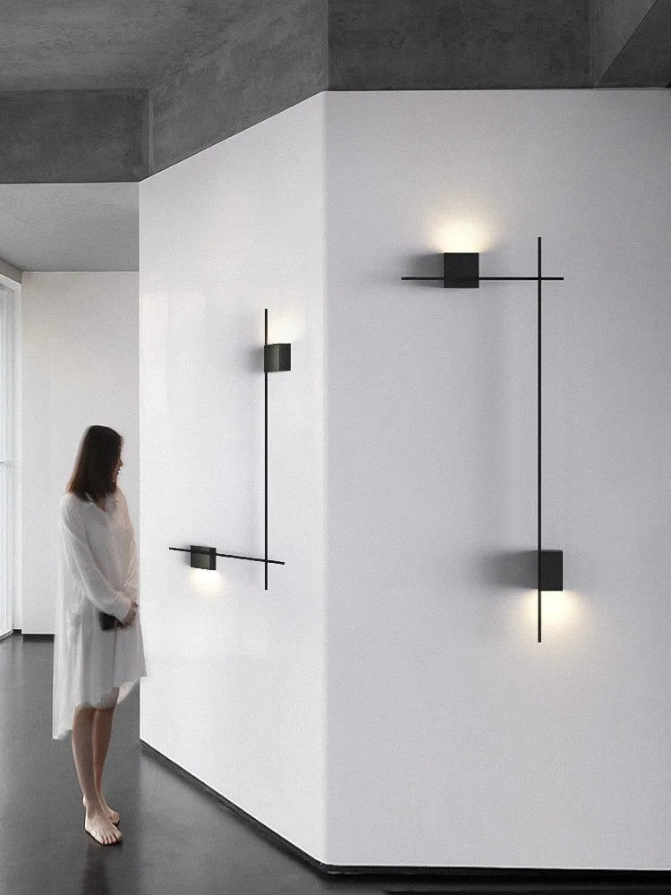 applique murale moderne noire fixée mur éclairage quotidien cuisine chambre coucher minimaliste