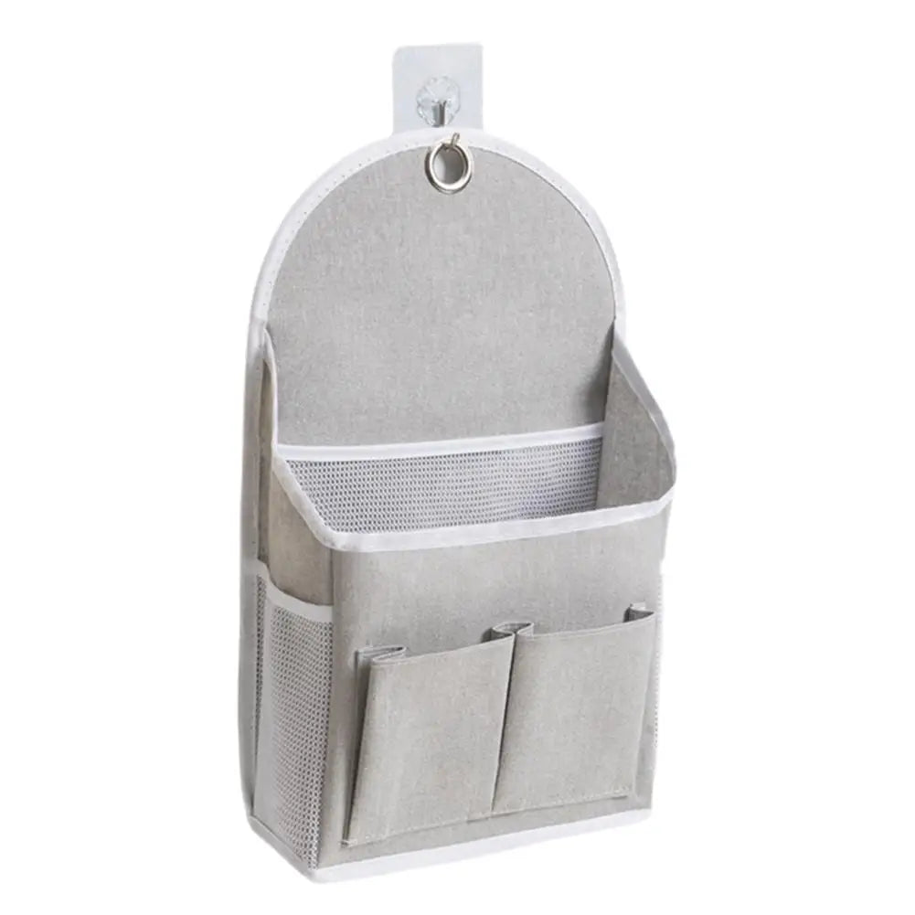 sac rangement mural gris clair moderne toile nylon pratique crochet lunettes carnets stylos