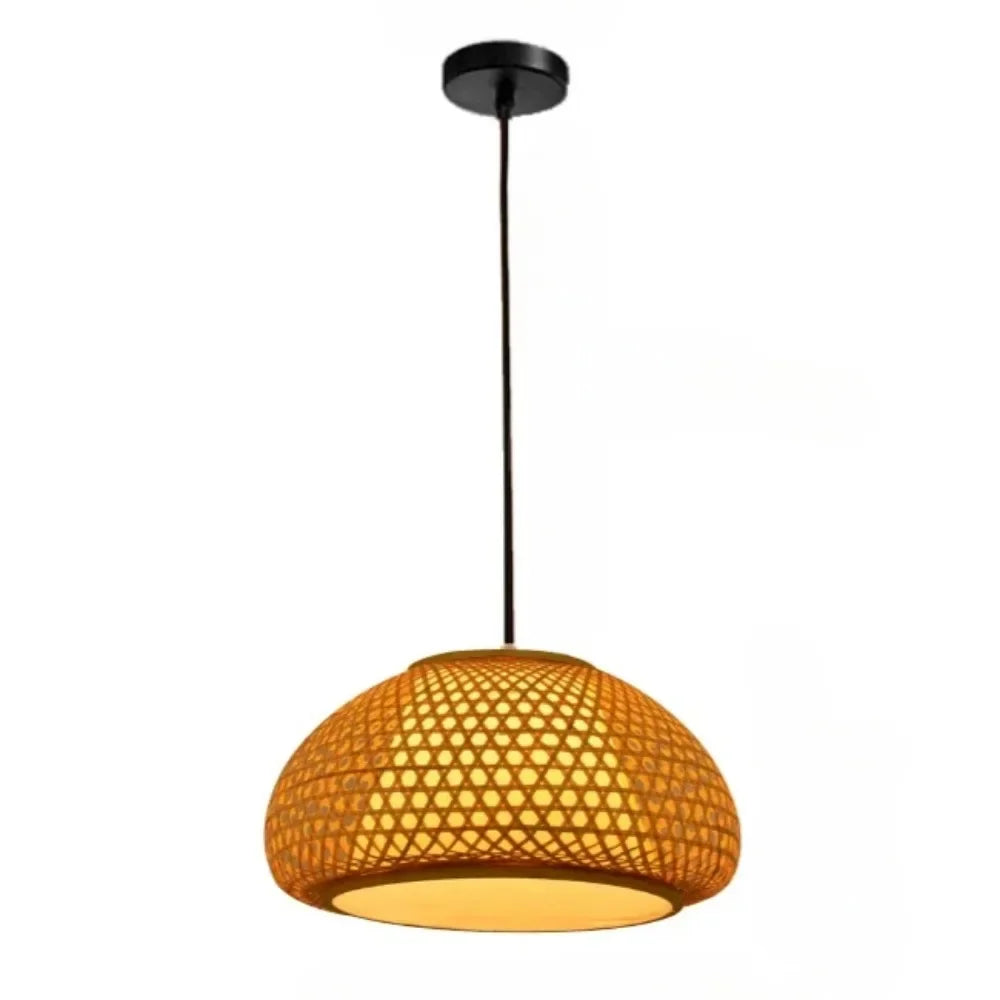 lampe suspendue moderne rustique rotin naturel salon chambre e27 plafonnier boîte opaque chaînes
